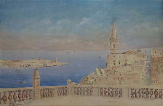 Peter Nicholas Nikolaevich Krasnoff (1869-1947) Anglican Church, Valetta, Malta 14 x 20.75in.